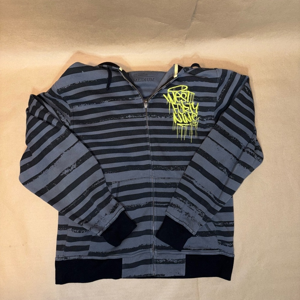 Striped Gray and Black Hoodie from west 49
